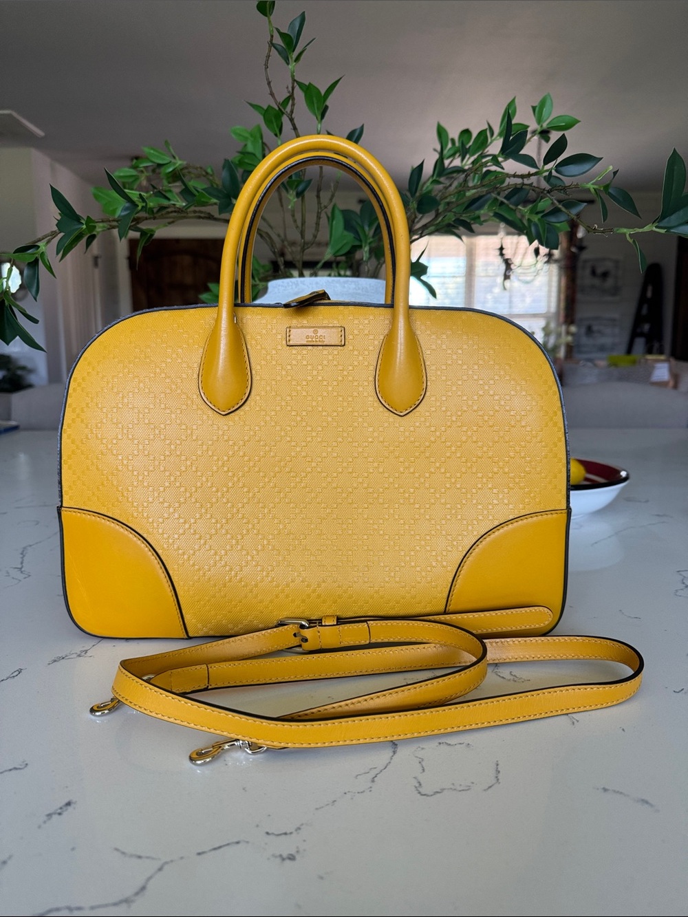 Gucci Yellow Dome Satchel with Detachable Strap